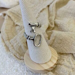Adjustable Silver Plated Skeleton Key Ring